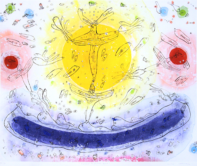 Summer happiness dance Litografier Yoshio Nakajima | Køb malerier er kunstneren Yoshio Nakajima