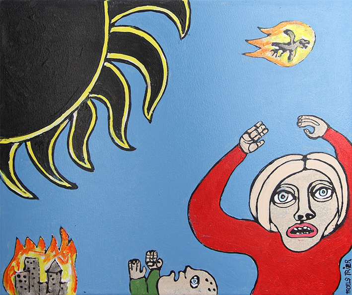 Sort ild Malerier Troels Trier | Køb Troels Trier kunst og maleri - Unikt udvalg