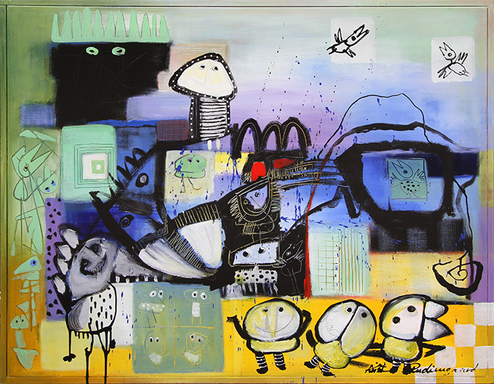 Uden titel Malerier Kirsten Rudiengaard | Varme malerier af Kirsten Rudiengaard