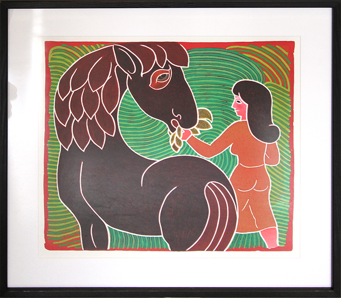 Kvinden og hesten Litografier Henry Heerup | Litografier og malerier af Henry Heerup