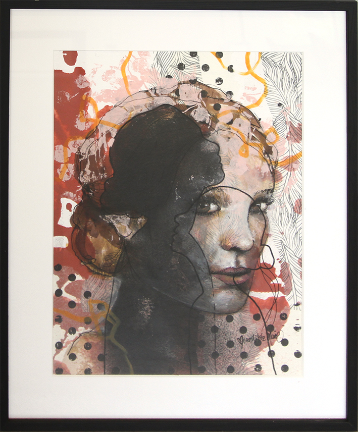 Collagepige Kunst på papir Benedikte Marie | Dragende malerier af Benedikte Marie | Køb her