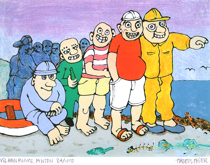 Vil han klare pynten Kunstplakater Troels Trier | Køb Troels Trier kunst og maleri - Unikt udvalg