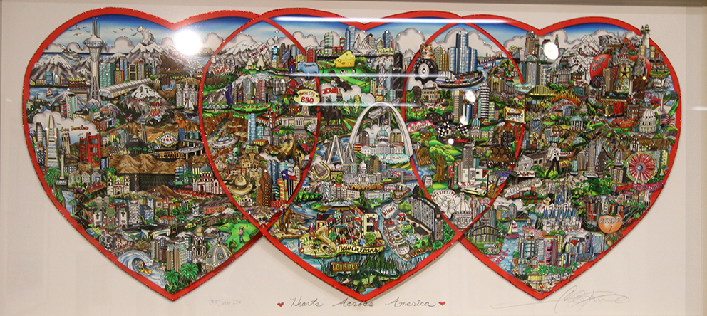 Hearts across America Vægkunst Charles Fazzino | Køb unikt Charles Fazzino kunst online