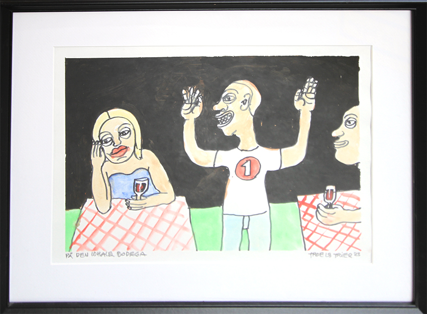 På den lokale bodega Kunst på papir Troels Trier | Køb Troels Trier kunst og maleri - Unikt udvalg