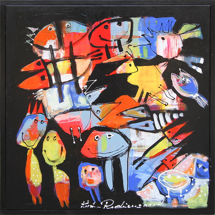 Uden titel Malerier Kirsten Rudiengaard | Varme malerier af Kirsten Rudiengaard