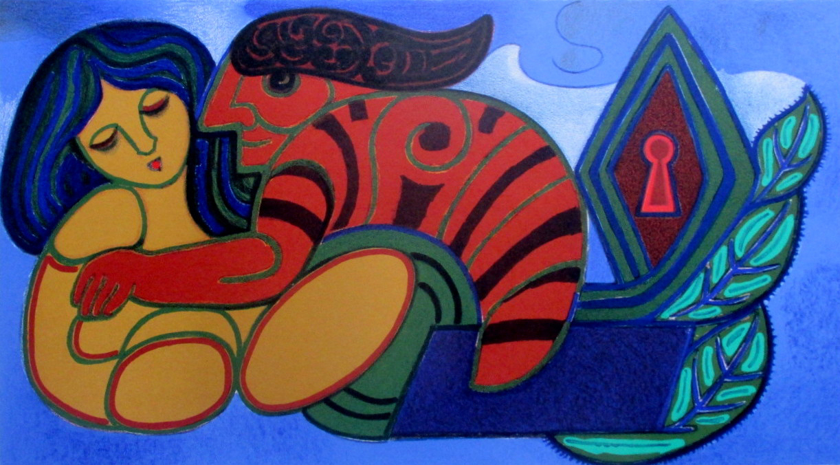 Pigen og hvepsen Litografier Henry Heerup | Litografier og malerier af Henry Heerup