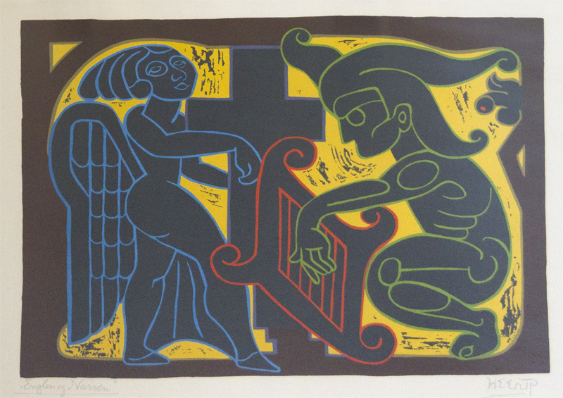 Englen og narren Litografier Henry Heerup | Litografier og malerier af Henry Heerup