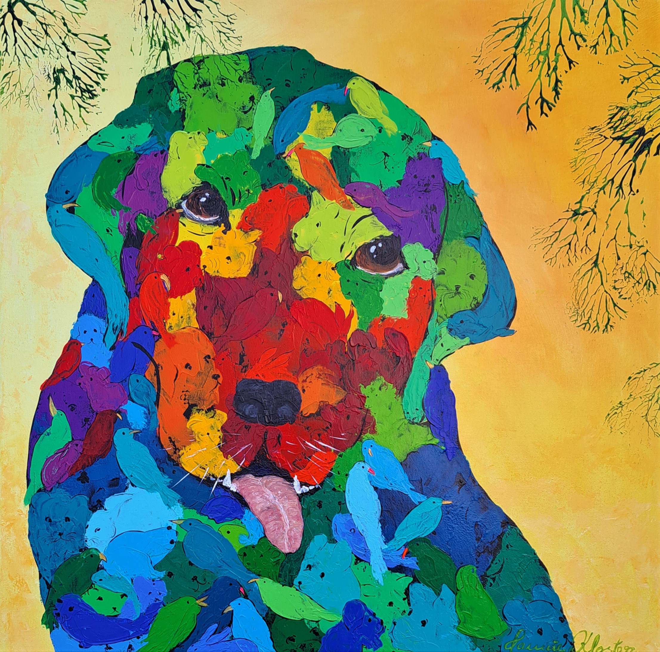 Hundedyr Malerier Jannie Kloster | Smukke og energiske malerier af Jannie Kloster