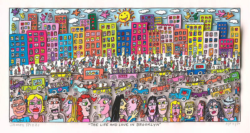 The Life and love in Brooklyn Vægkunst James Rizzi | Originale malerier af James Rizzi | Shop her