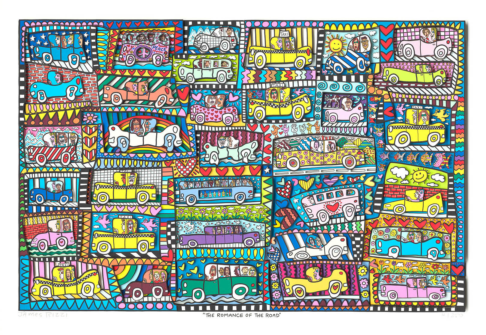 The romance of the road Vægkunst James Rizzi | Originale malerier af James Rizzi | Shop her