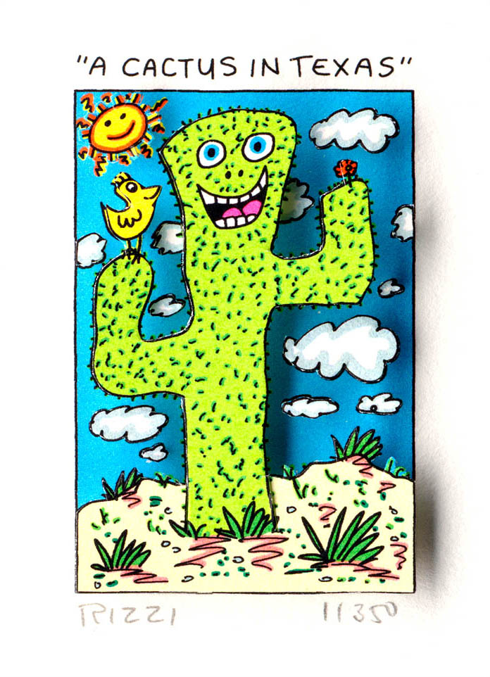 A cactus in Texas Vægkunst James Rizzi | Originale malerier af James Rizzi | Shop her