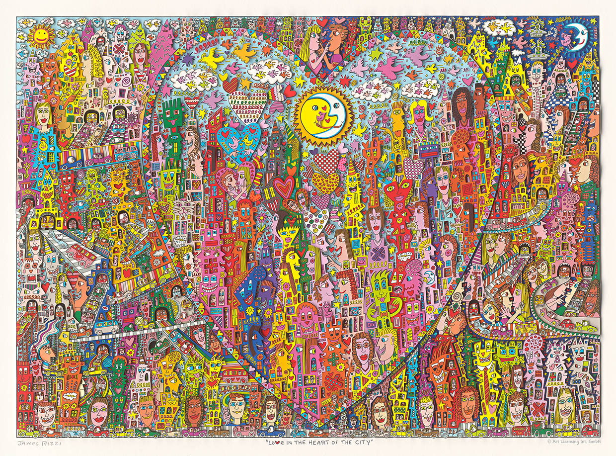 Love in the heart of the city Vægkunst James Rizzi | Originale malerier af James Rizzi | Shop her