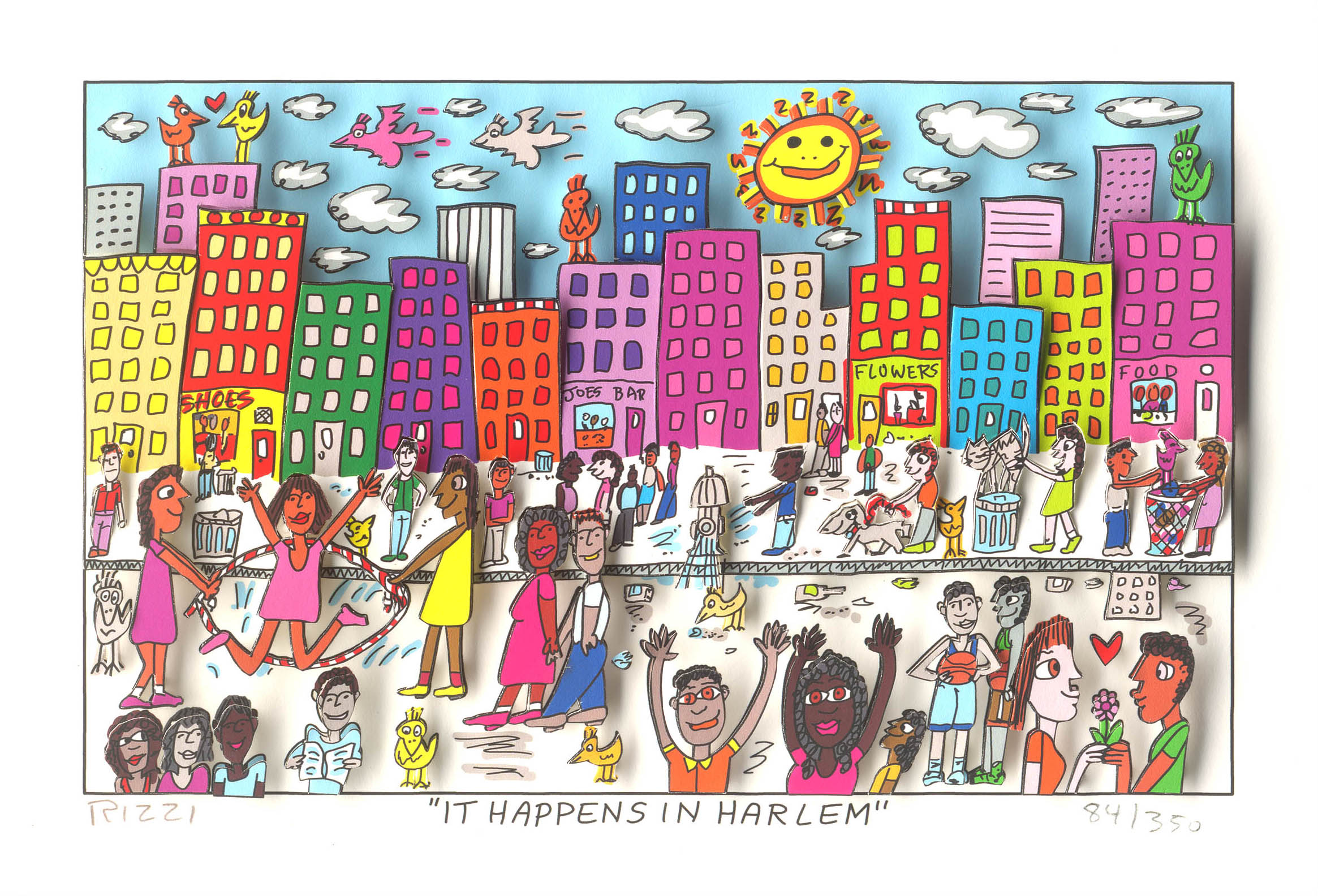 It happens in Harlem Vægkunst James Rizzi | Originale malerier af James Rizzi | Shop her