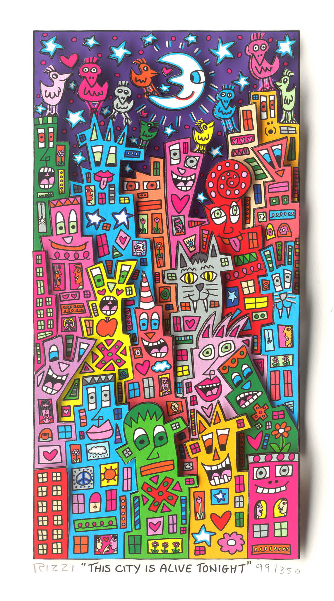 This city is alive tonight Vægkunst James Rizzi | Originale malerier af James Rizzi | Shop her