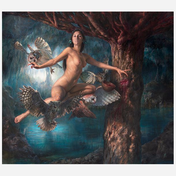 Ixquic and the four owls messengers of Xibalba