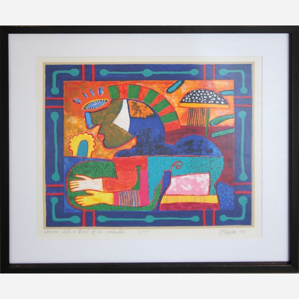 Woman with a kind of an umbrella