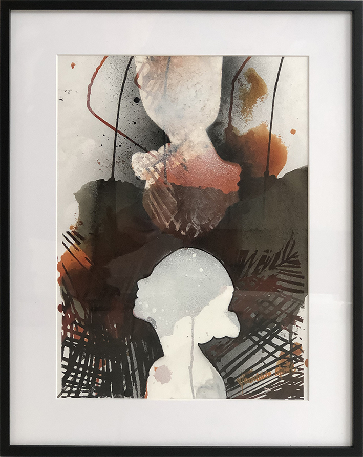 Collagepige Kunst på papir Benedikte Marie | Dragende malerier af Benedikte Marie | Køb her