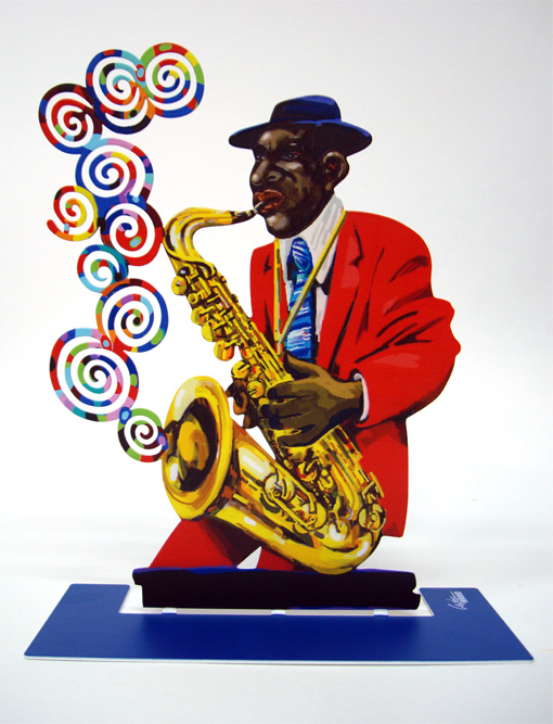 Saxophonist jazz Skulptur David Gerstein | Malerier af David Gerstein | Shop her