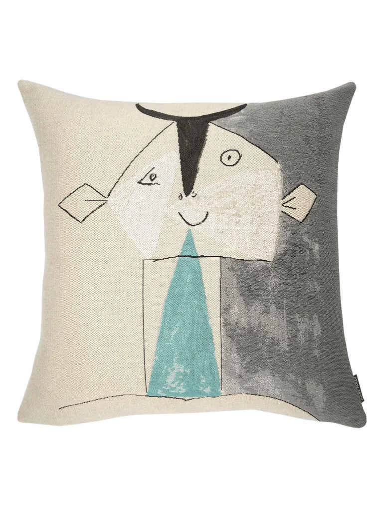 PICASSO Tete de faune sur fond gris argent Billedvævning Poulin Design | Puder med smukke designs fra Poulin Design