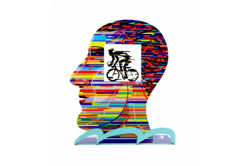 Head with biker Skulptur David Gerstein | Malerier af David Gerstein | Shop her